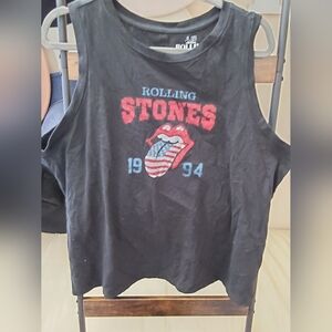 The Rolling Stones Black Tank Top with Red and Blue Logo size XXL Maurices Brand